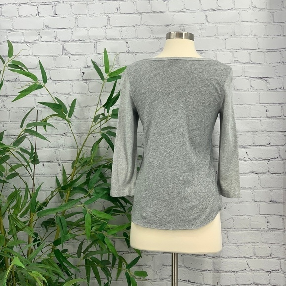 🎉J. Crew Heather Gray 3/4 Sleeve Graphic Shirt - Picture 2 of 7